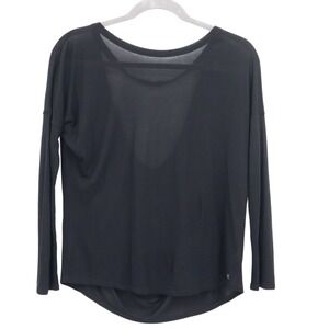 Nux Long Sleeve Tee Womens S Black Cowl Back Edgy Simple Sporty Athleisure Urban